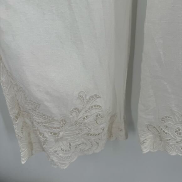 BY ANTHROPOLOGIE Jumpsuit SZ Extra Small NWT Linen Blend Ivory Eyelet Floral - Picture 14 of 16